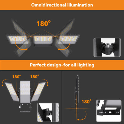 300W Upgraded LED Parking Lot Light with Photocell 45000lm 5000K, ETL, IP66 Waterproof Adjustable 3-Head Commercial Lighting Outdoor, Trunnion Mount, Flood Lights for Roadways, Driveways(2 Pack)