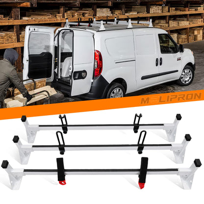 MELIPRON Cargo Van Roof Ladder Rack Fit for 2015-2024 RAM ProMaster City, Heavy‑Duty 800  lbs Capacity Steel Ladder Rack for Van, No‑Drill Rack with White Powder Coat