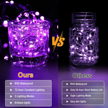 Fairdeer 6 Pack Fairy Lights Battery Operated - 7ft 20 Led Twinkle Lights 3 Modes, Bulk Mini String Lights Waterproof for Halloween Holiday Mason Jars Vases DIY Decoration Christmas-Purple