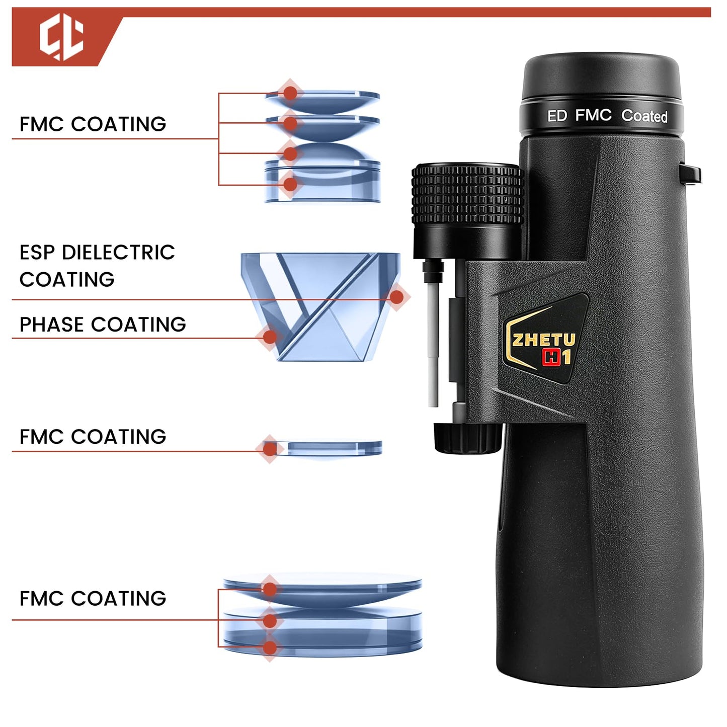 ED 10x50 Professional Binoculars for Adults High Powered, Fully Multi-Coated Lenses, Super Bright BAK4 Prism Waterproof Compact Binoculars for Bird Watching Hunting Stargazing Hiking Cruise Travel