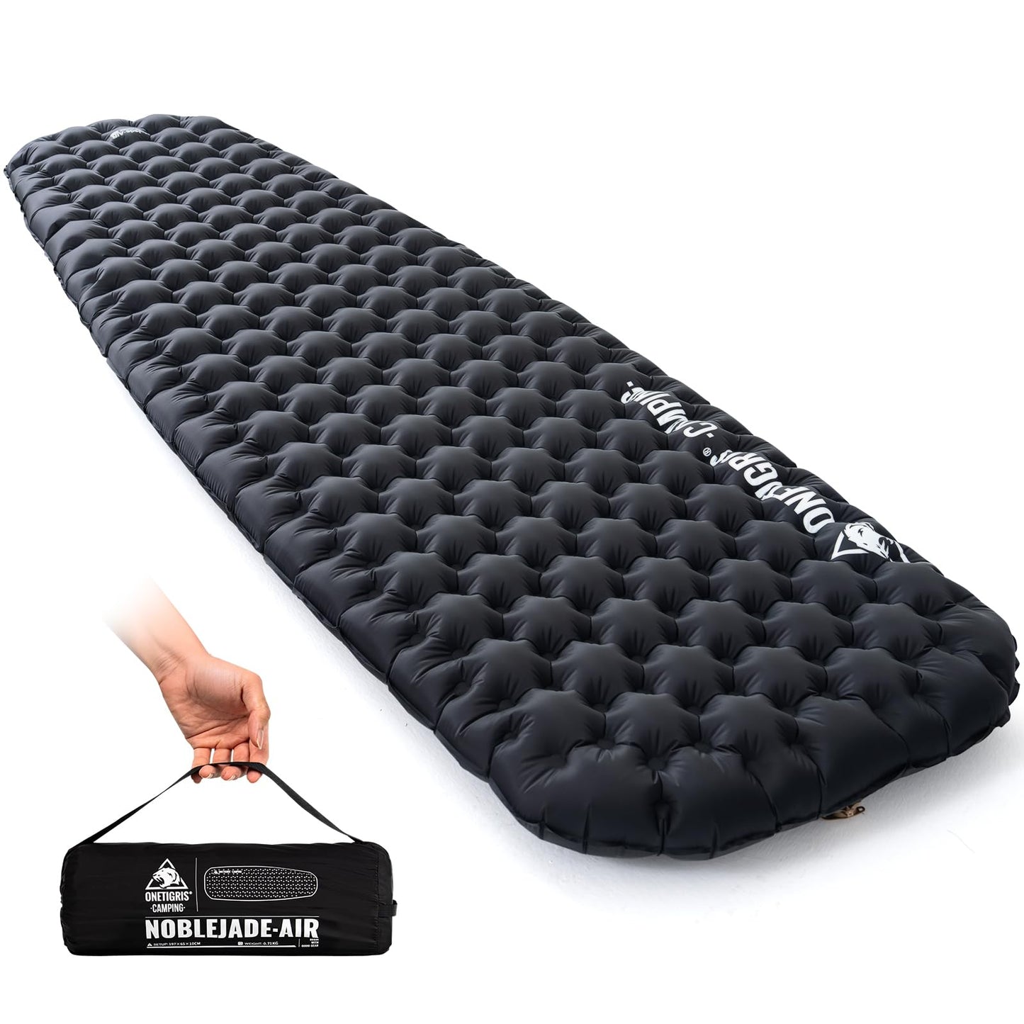 ONETIGRIS Noblejade Insulated Sleeping Pad with R7.3, Ultralight Inflatable Sleeping Pad Extreme Conditions Air Mattress withstands -22°F,Aluminum Film Insulation for Camping,Backpacking,Hiking