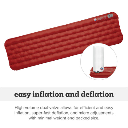 Big Agnes Rapide SL - Insulated Sleeping Pad, Ultralight, All Season Compact Backpacking and Hiking, Pumphouse Sack Included, Orange, 50x78 Tapered