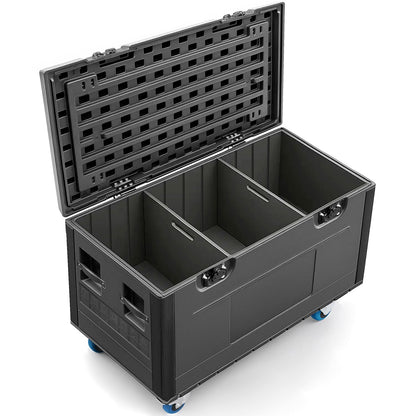 Diandian Cable Trunk Road Case with Wheels and Divider, 44" x 22" x 24" Stackable Heavy Duty ATA Rolling Utility Road Case, for Pro Audio & DJ Equipment Storage, Transport for Touring with Casters