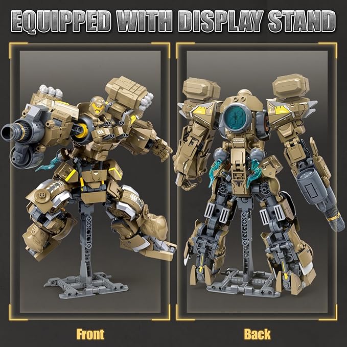 HIGH GODO Artillery Mech Robot Transforming Building Blocks Set for AdultsCity Warrior Justice Hero Soldier Mech Model Building Kit Cool Creative Robots Toys Gift for Teens 581 Pieces