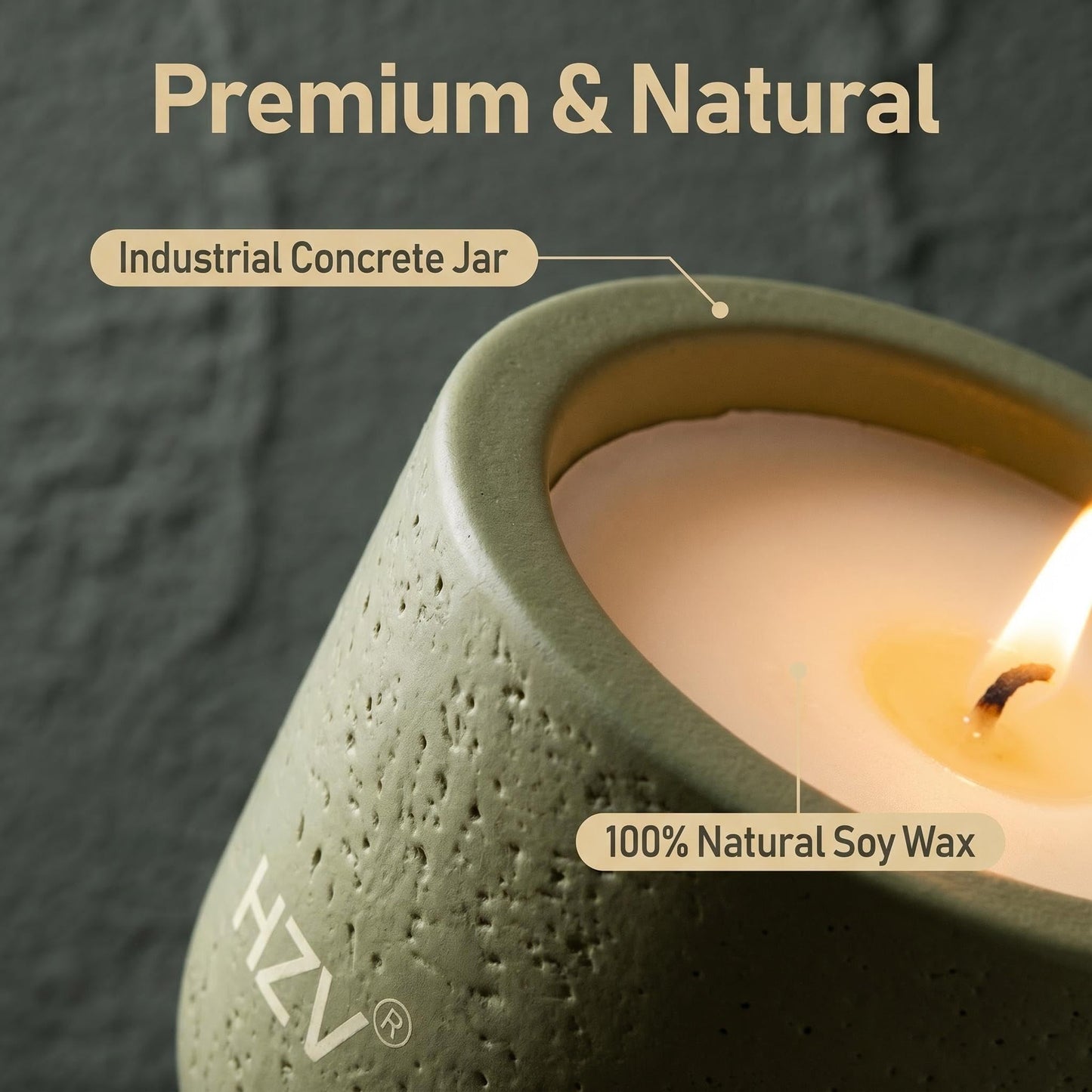 HZV Manly Stress Relief Scented Candle for Men, Soy Wax Moss Forest Aroma Candle, 25H Long Lasting Clean Burning for Relax Meditation Yoga Spa, Unique Candle Gifts for Father Husband Boyfriend