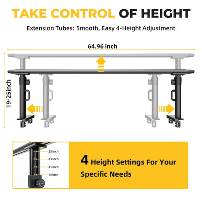 TRUMGETA Ladder Rack for Truck, 800 LBS Capacity Truck Bed Rack, 19"-25" Height-Adjustable Aluminum Truck Ladder Racks, Fit for Medium-Size Pickup Toyota Tacoma Jeep Gladiator with Bed Rail
