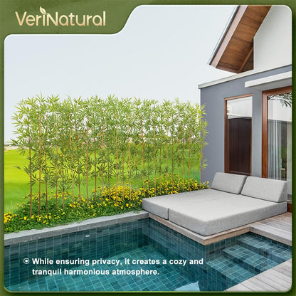 Artificial Bamboo Tree 6Ft Privacy Fence Screen - Real Bamboo Poles & UV-Resistant Faux Leaves for Indoor Outdoor, Fake Plants for Garden, Patio - Balcony Privacy Cover,Decorative Fencing 24Pcs