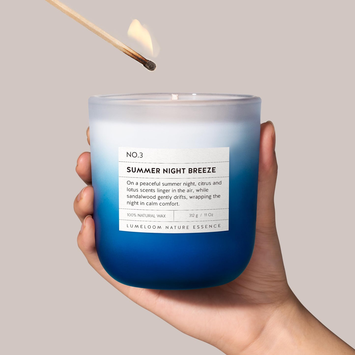 LUMELOOM Summer Night Breeze Scented Candle, 11oz Aromatherapy Soy Wax Candles for Home Scented, Fruits, Flower, Wood Scent, Long Burning Time, Gifts for Women, Men, Friend, Relaxation & Stress Relief