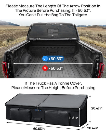 ISSYAUTO Full Size Truck Bed Cargo Box Organizer for Pickup, Waterproof Truck Bed Cargo Bag, Storage Organizer Carrier Accessories for Groceries, Golf, Easily Slide in and Out, Easy Access