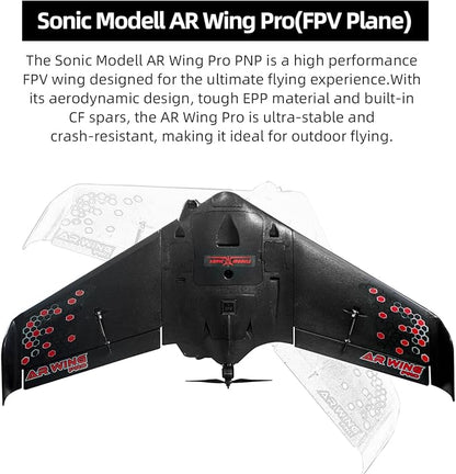 Buddy RC Sonic Modell AR Wing Pro Airplane FPV Plane with 1000MM Wingspan Easy Controlled Plane for Skilled Adults (PNP Version Black)