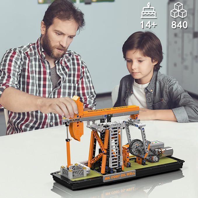 Mould King 17087 Oilfield Movable Building Sets Engineering Display Model with Battery &amp Motor Oil Source Technology Construction Blocks