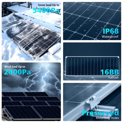 SUNGOLDPOWER 16BB N-Type 6pcs 560W Bifacial PERC Solar Panels Monocrystalline, High Efficiency up to 30%, High Power PV Module for Off-Grid, Residential & Commercial Solar Systems(6pcs 560W Bifacial)