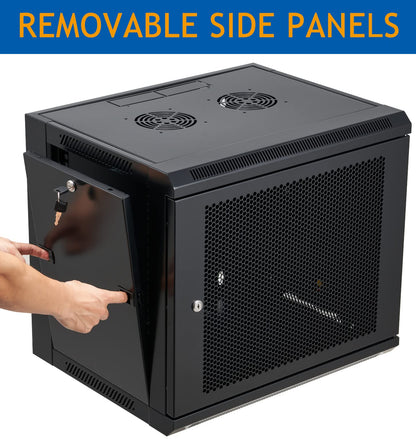 Tedgetal 9U Wall Mount Server Cabinet Network Rack Vented Enclosure Locking Door