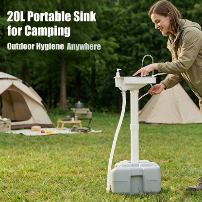 Electric Pump Portable Sink Hand Wash Station - 20L Outdoor Camping Sink USB/Battery Powered,Electric Hand Wash Station for Travel,Outdoor,Camping,RV,Picnic,Includes Soap Dispenser & Towel Holder