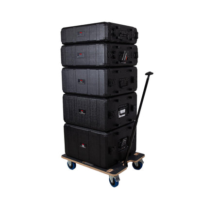Crossrock Rack Case Transport Dolly with Telescopic Pull Handle, Heavy-Duty Rolling Platform for 11" & 13.7" Depth Rack Cases, Smooth Casters, Stackable Equipment Cart (CRA980U-TL-350)