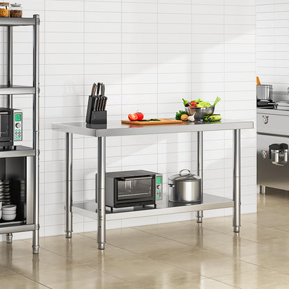 YITAHOME NSF Stainless Steel Table, 48" X 24" Work Table w/Undershelf, Heavy Duty Prep Table for Home Kitchen Commercial Restaurant Garage Warehouse Outdoor