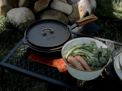 Barebones 10-Inch All-In-One Cast Iron Skillet Set- Skillet with Cast Iron Dutch Oven Style Lid - Camping Cookware Set