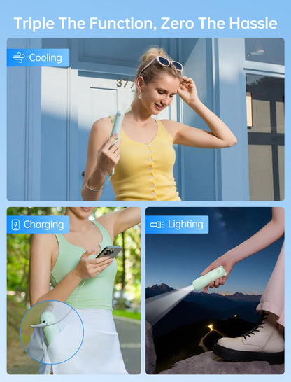 JISULIFE 3 IN 1 Mini Portable Fan & Handheld Fan Pro1 Mini, Elite PU Leather, 30 Hour Cooling Power