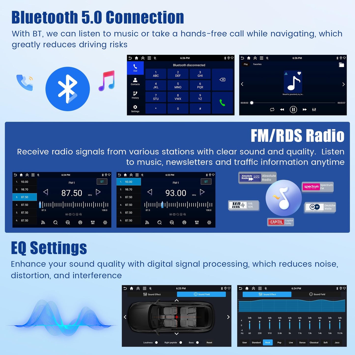 5Ghz WiFi [4G+128G] Android 15 Car Radio for Jeep Compass Patriot 2010-2016 Car Stereo with Wireless Carplay/Android Auto, 10 Inch HD Touch Screen with GPS Bluetooth FM/RDS EQ SWC