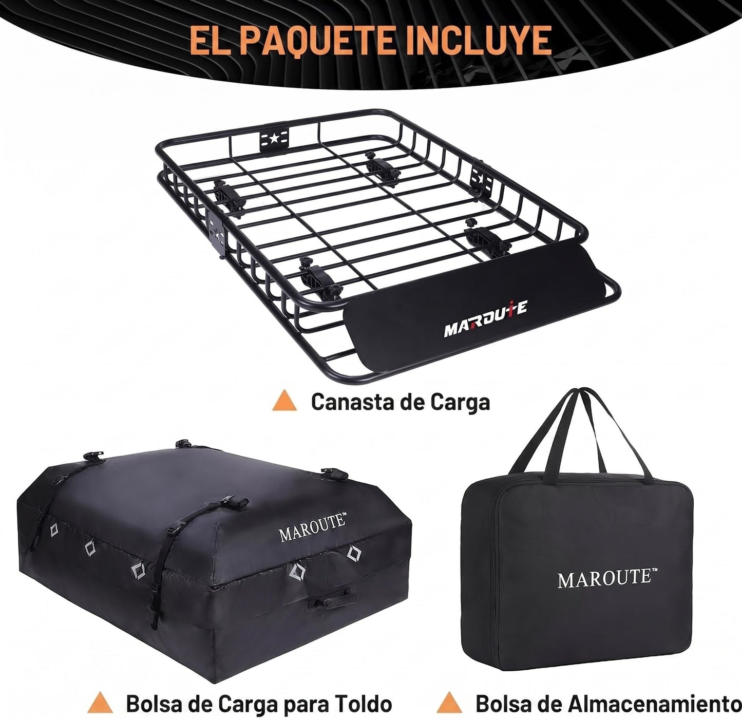 Garvee Roof Rack Cargo Basket with Waterproof Cargo Bag, 15 cu ft Rooftop Cargo Carrier, Heavy Duty Steel Car Roof Rack Carrier with Wind Fairing, Anti-Rust, U-Bolt Mount, for SUV Truck