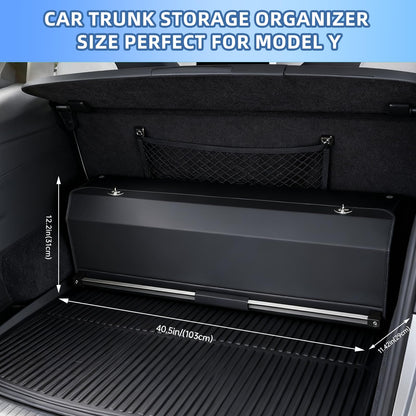 CarCrate Car Trunk Organizer, Waterproof SUV Organizer Trunk Storage with Lid & Handle, Extra Large Leather Callapsible Cargo Organizers, Durable Car Storage Box for Ford Jeep (40.5''*11.4''*12.2'')