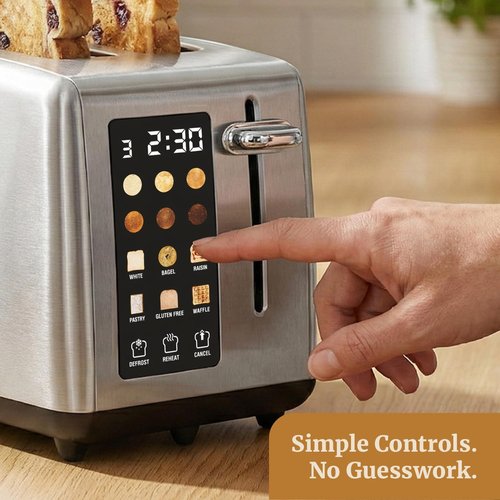 Elite Gourmet 2-Slice Toaster - Digital Countdown, Extra-Wide Slots for Bagels, Stainless Steel