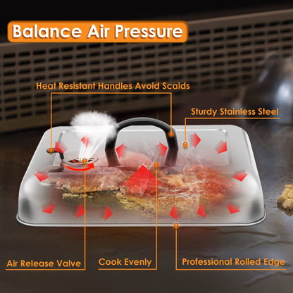 Leonyo 13x9 Inch Basting Cover for Griddle Grill, Melting Dome with Vent