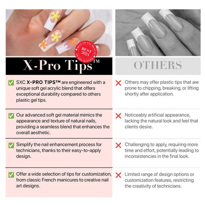 SXC Cosmetics French Tip Press On Nails - Skin Tone Nude and Color Series, Short Coffin X-Pro Tips Starter Kit ST119KIT