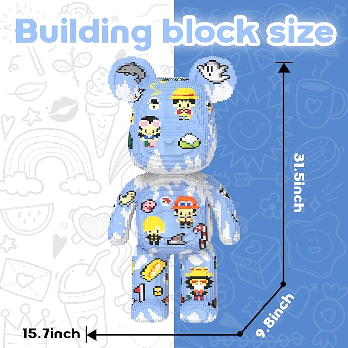 Sticker Graffiti Bear Building Blocks (21950 PCS) 3D Micro Animal DIY Bear Building Blocks for Adults &amp Teenager Creative Toys Ideal Gift for Family &amp Friends