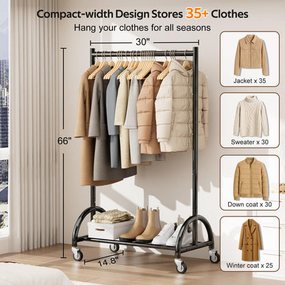 MISSLO Heavy Duty Clothes Rack and Rolling Clothes Racks for Hanging Clothes