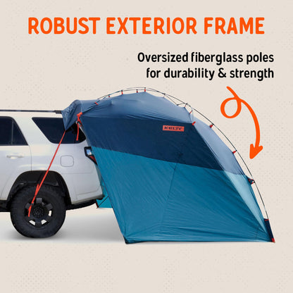 Kelty Backroads Shelter Universal Mounted Car Camping Shelter with Zippered Entry, Sturdy Frame, Protection from Elements, UV, Stuff Duffel Included