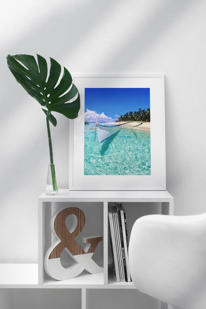 Beach Art Wall Decor Coral Beach Sand Sea Palapa Tropical Palm Tree Photo Sunset Landscape Pictures Ocean Scenic Scenery Nature Photography Paradise Cool Wall Art Print Poster 36x24
