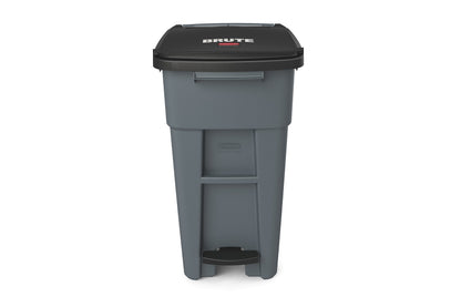 Rubbermaid Commercial Products Brute Step-On Rollout Trash/Garbage Can/Bin with Wheels 32 GAL Gray for Restaurants/Hospitals/Back of House/Warehouses/Home