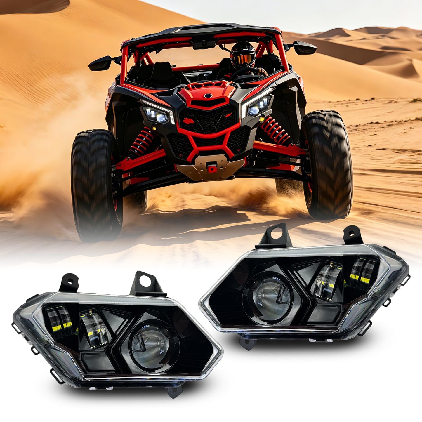 bamotoop DOT Approved LED Headlights for X3 with Hi/Lo Beam for Can-Am Maverick X3 Max XDS XRS R Turbo DPS 2017-2025,Replace 710004658 710004659