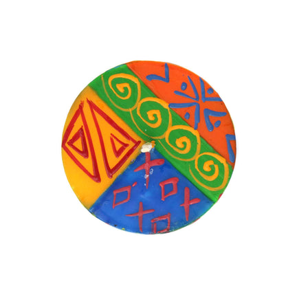 Global Crafts Shahida Design - Hand Painted Pillar Candle - Unscented African Geometric Gift Box