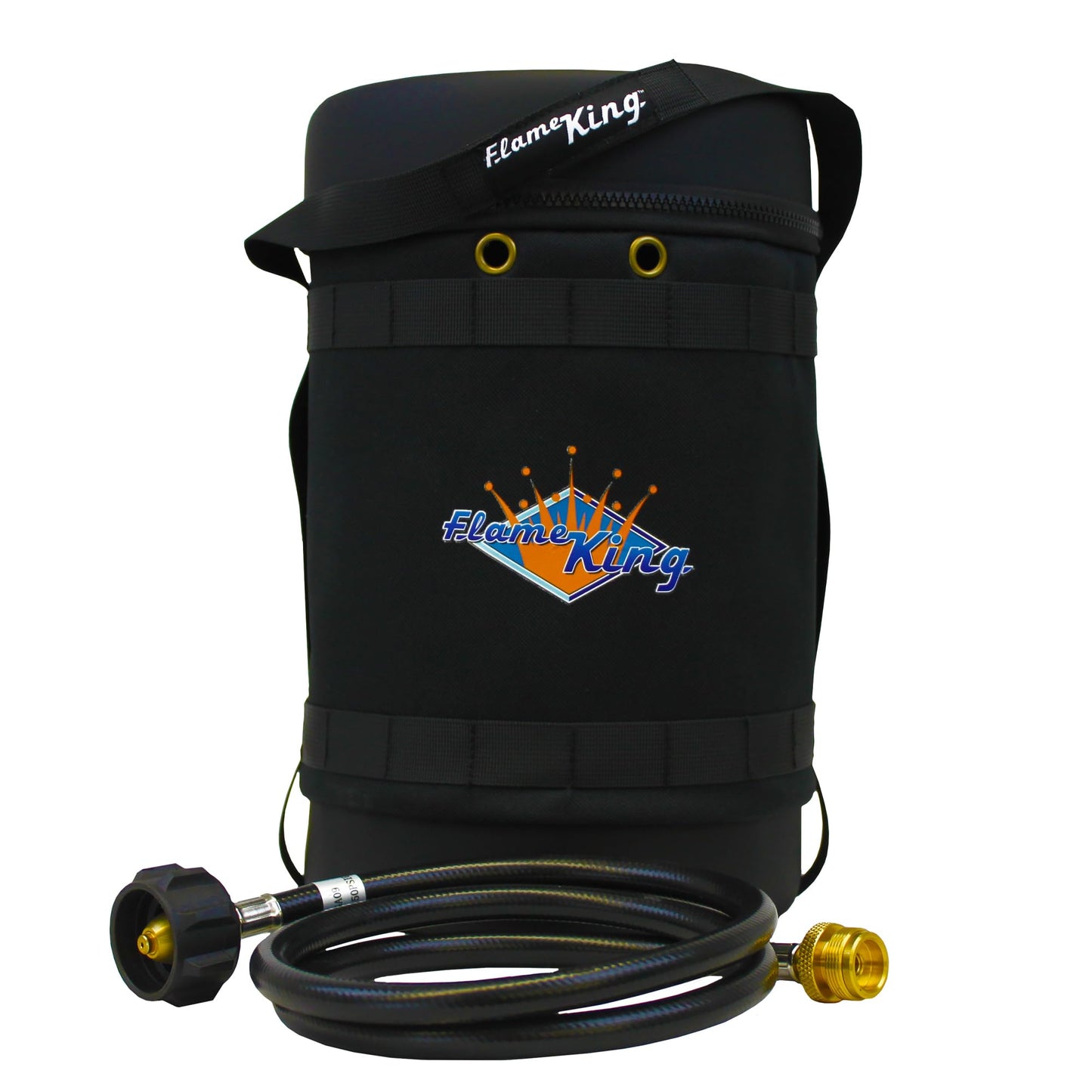 Flame King 5lb Steel Propane Tank with Gauge & OPD Valve + Gas Hauler Kit with Insulated Carry Case and Adapter Hose for Camping and Outdoor Activities