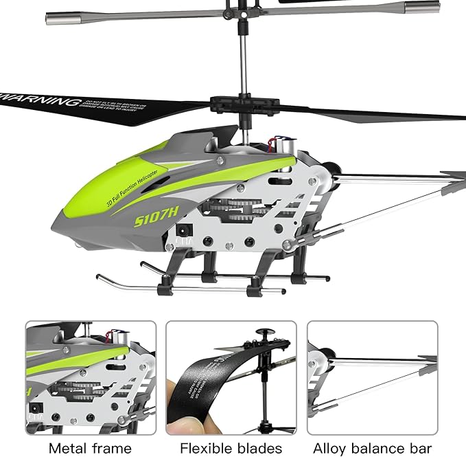 Cheerwing Remote Control HelicopterSYMA S107H Mini RC Helicopter with GyroAltitude Hold One Key Take Off/Landing for Adults Kids(Green)
