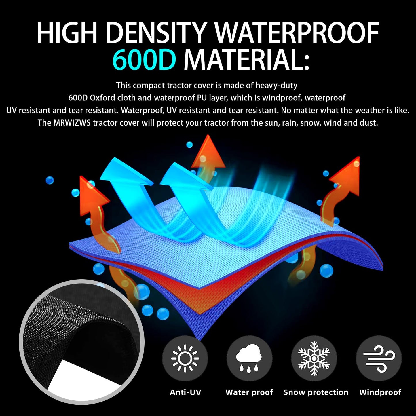 Tractor cover, Tractor covers waterproof heavy duty, New upgraded version, (189 L x 76 W x 86 H in), 600D Oxford cloth Waterproof, UV protection, Dustproof, Universal tractor cover