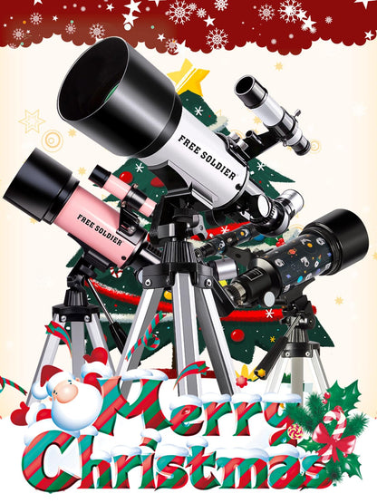 Telescope for Kids Adults Astronomy Beginners Over 8 Years Old, 70mm×400mm Aperture Astronomical Refractor Telescopes with Phone Adapter & Wireless Remote, Astronomy Space for Christmas Birthday