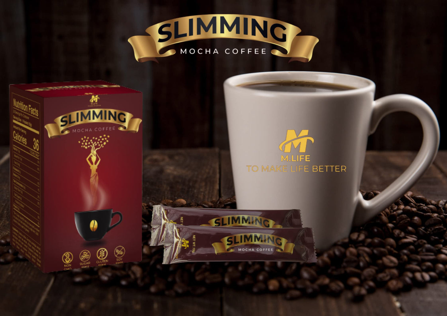 Slimming Mocha Coffee – Burn + Control Herbal Coffee – Metabolism & Weight Management – Premium Arabica & Robusta Blend – Sugar Free, Gluten Free, Keto Friendly