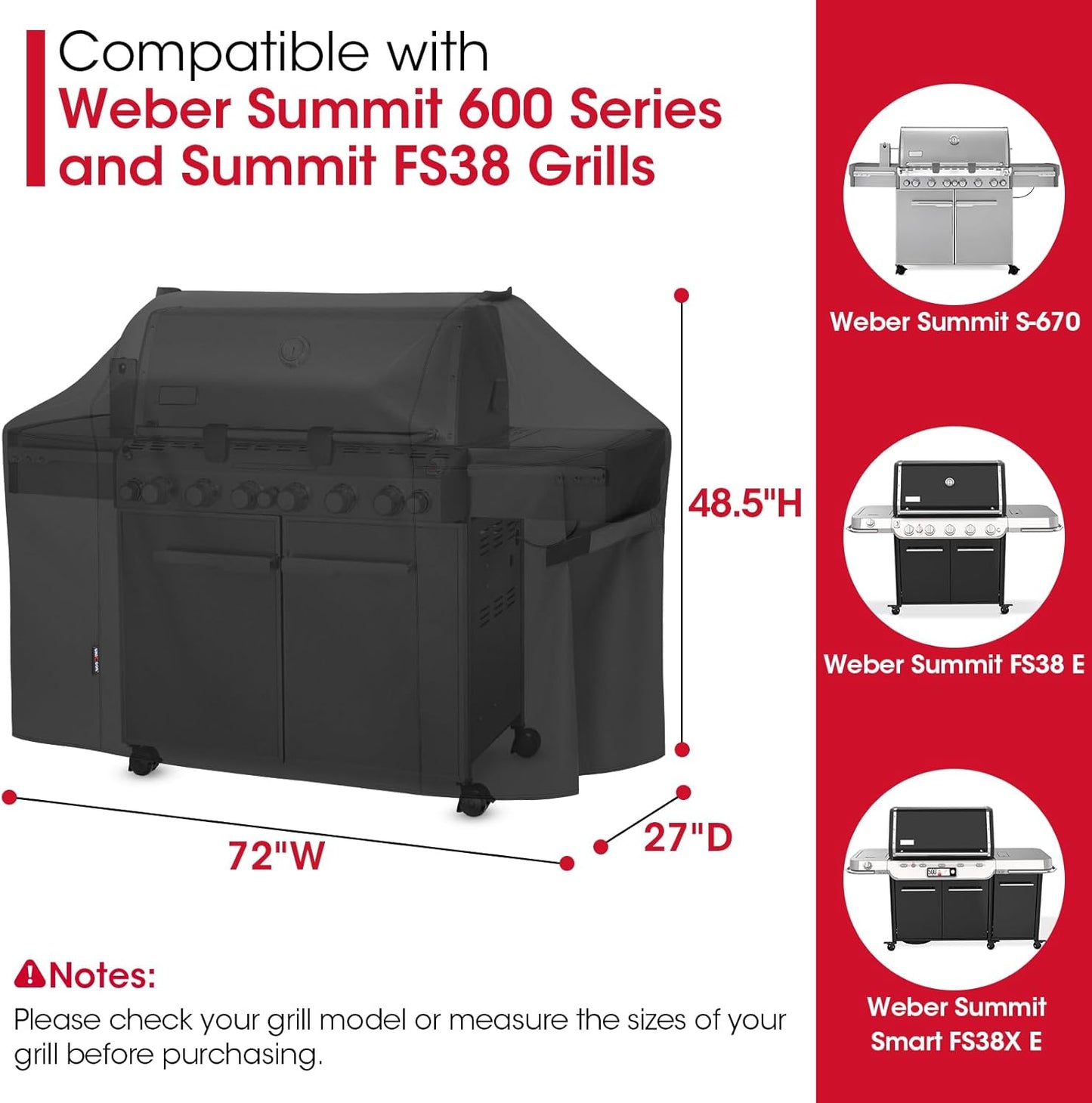Unicook Grill Cover - Heavy Duty Waterproof BBQ Protector for Weber Summit 600 Series | Fade Resistant