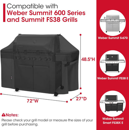 Unicook Grill Cover - Heavy Duty Waterproof BBQ Protector for Weber Summit 600 Series | Fade Resistant