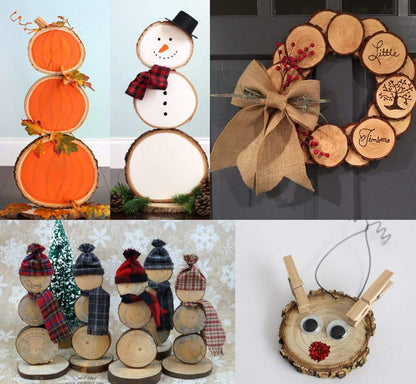 50Pcs Wood Slices 2.4"-2.8" Unfinished Wood Rounds with Pre-drilled Hole and 66Feet Twine String, Natural Wood for Crafts for Home Decor Painting DIY Christmas Ornaments Party Wedding Decor