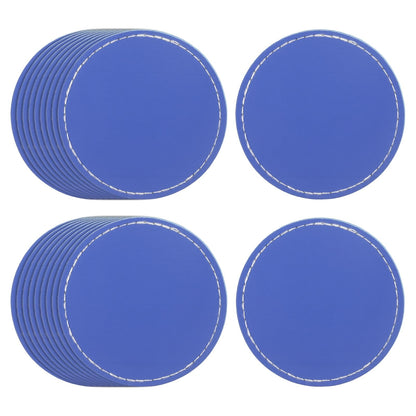 uxcell 20 Pcs Leather Patches for Hats, Round Leather Hat Patches with Adhesive, Rustic Faux Iron on Blank Patch for Laser Engraving Fabric Repair Sew Crafts, Blue