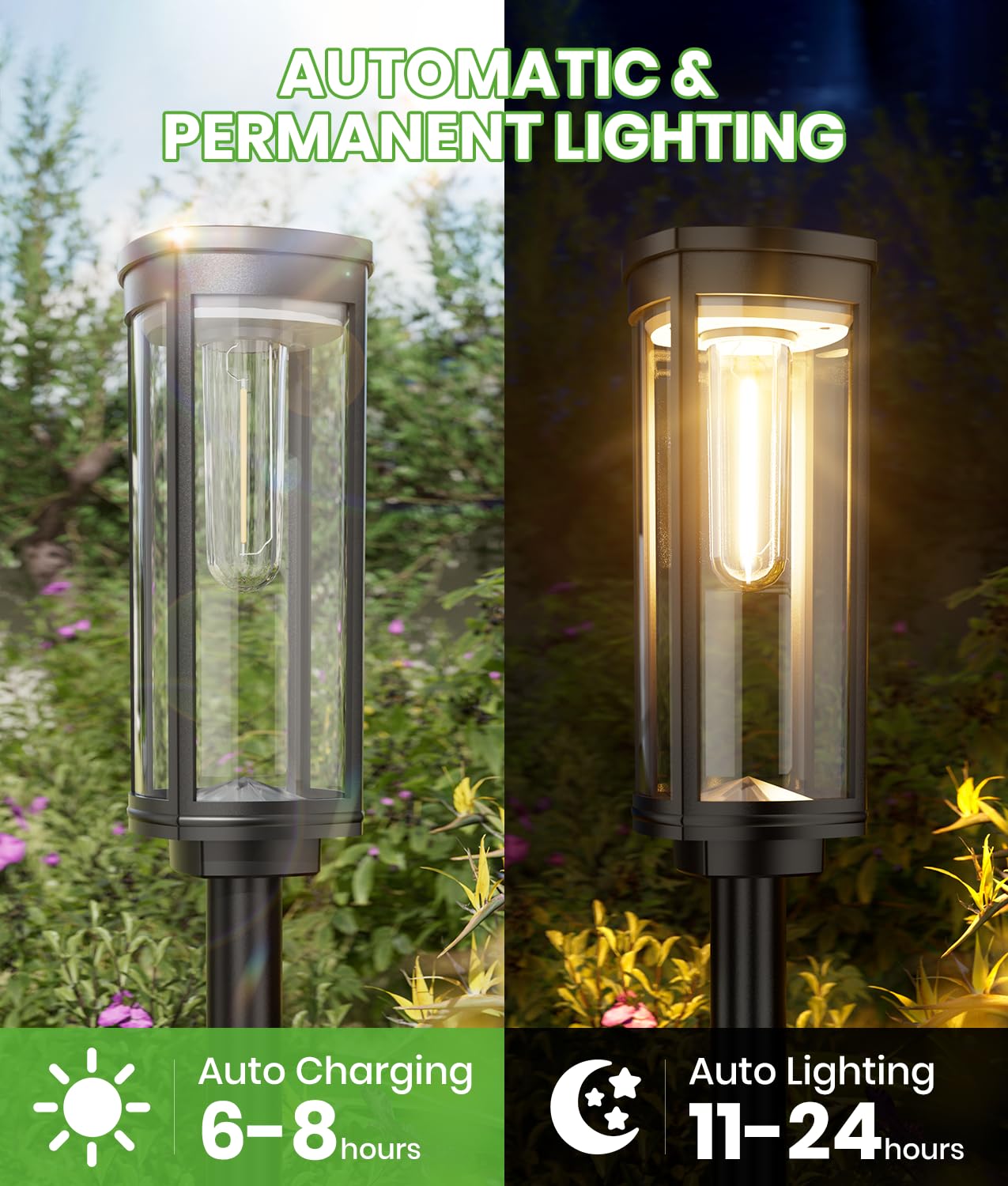 BITPOTT Bright Solar Pathway Lights, 12 Pack Solar Lights Outdoor Waterproof IP65, Auto On/Off Outdoor Garden Decorative Landscape Lighting for Walkway Driveway Lawn Patio Yard