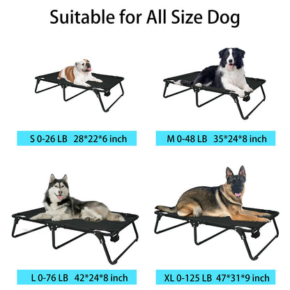 M JJYPET Elevated Cooling Dog Cot Pet Bed with Breathable Mesh Folding No Assembly Indoor/Outdoor Pet Hammock Bed Raised Dog Cots Beds Multiple Sizes for Small Meduim Large Dogs