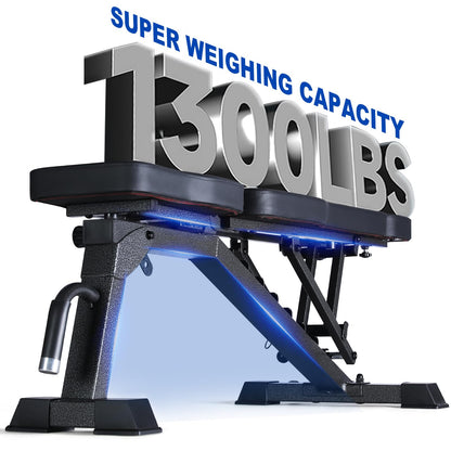 BARWING Adjustable Weight Bench for Home Gym, 1300LBS Heavy Duty Workout Bench with 8 Back & 4 Seat Positions, Incline Decline Flat Bench for Full Body Strength Training & Bench Press