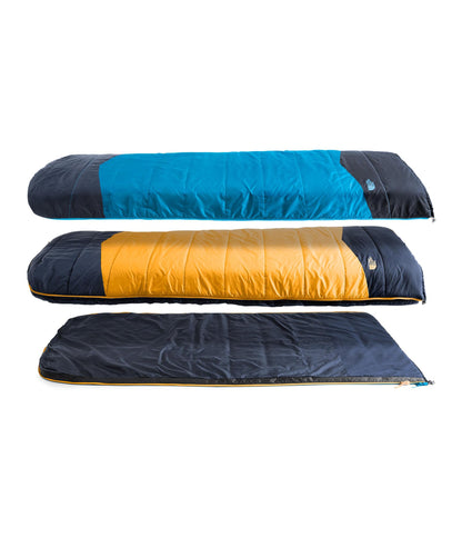 THE NORTH FACE Dolomite One 15F / -9C, 3-in-1 Insulated Sleeping Bag - Water Repellent, Rectangular Shape, Fleece Lined, Hyper Blue/Radiant Yellow-NPF, Regular