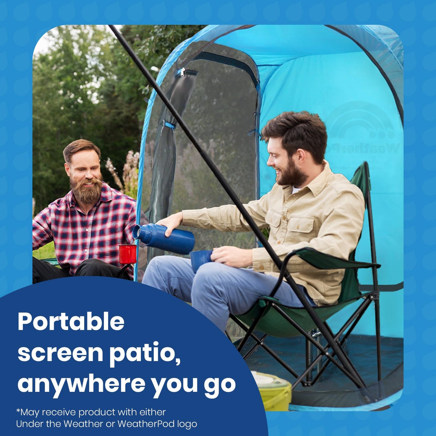 Under the Weather WeatherPod Tank MyPod™ Mesh 1-2 Person Pop-Up Screen Tent Pod - The Original Shark Tank - Keeps Out Bugs, Mosquitos with UPF 50 Sun Protection, Silver