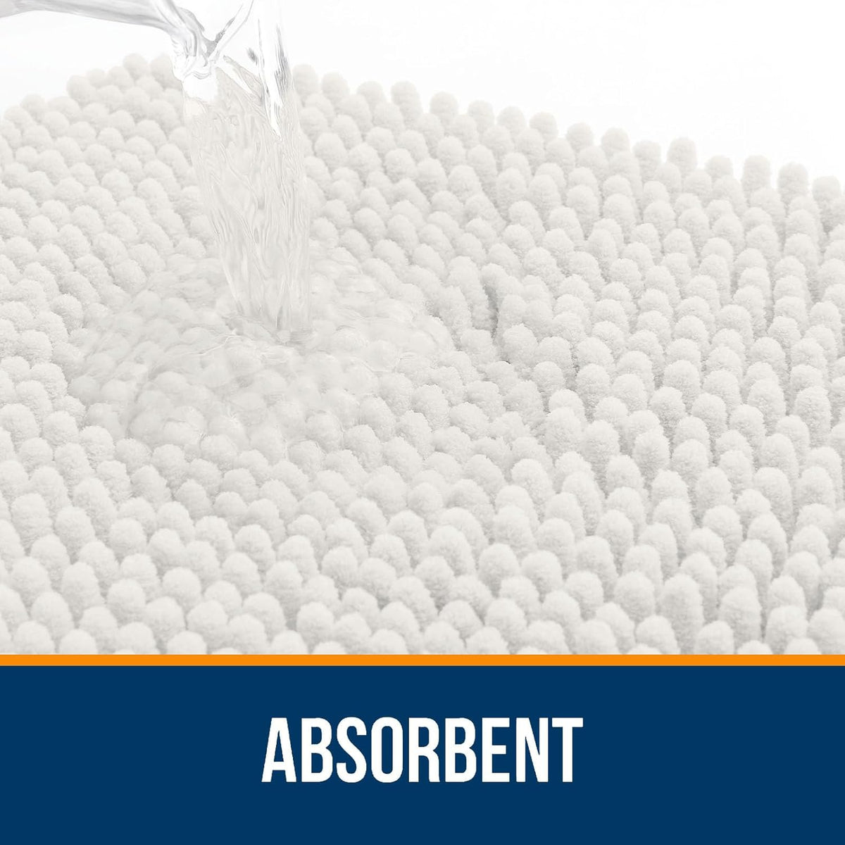 OLANLY U-Shaped Toilet Rug - Extra Soft Chenille, Quick-Dry, Non-Slip Bath Mat | 20x20, Ivory